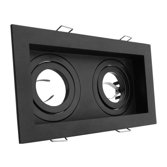 ADE-110-DECORATIVO EMPOTRABLE PARA SPOT DOBLE CON BASE GU10 CONTORNO NEGRO