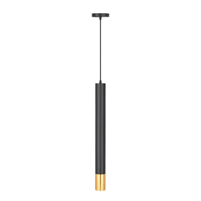 ADE-615-DECORATIVO COLGANTE CILINDRO 60CM ALUMINIO NEGRO Y DORADO INTERIOR IP20 BASE GU10