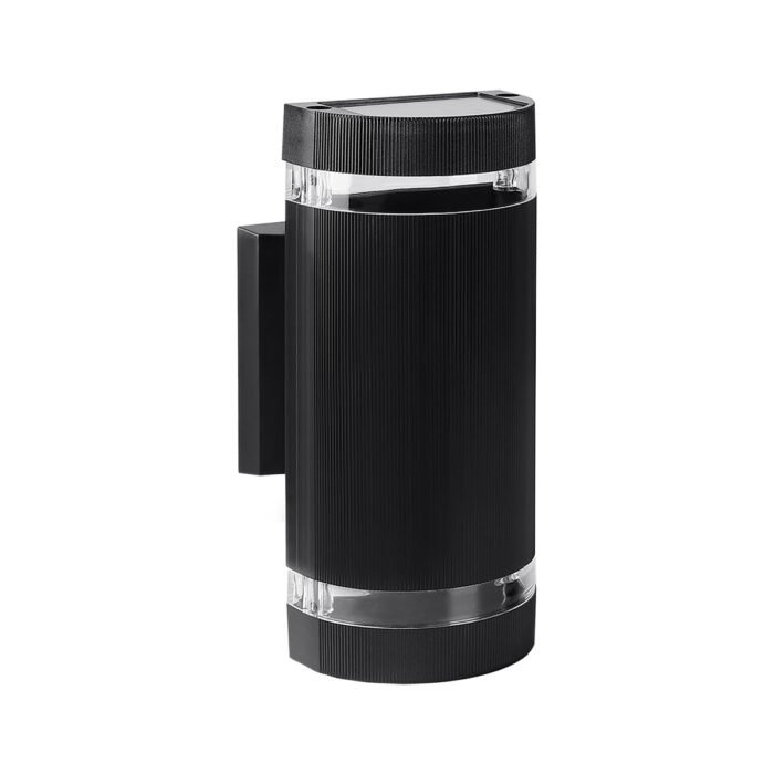 WDE-013-LUMINARIA PARED CILINDRO POLICARBONATO NEGRO DOBLE ARO 2XGU10 EXTERIOR IP44