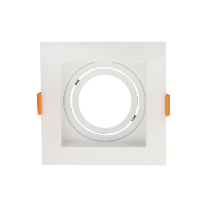 WDE-101-EMPOTRABLE DIRIGIBLE CUADRADO PARA SPOT SENCILLO BASE GU10 POLICARBONATO COLOR BLANCO MÁX. 50W INTERIOR IP20