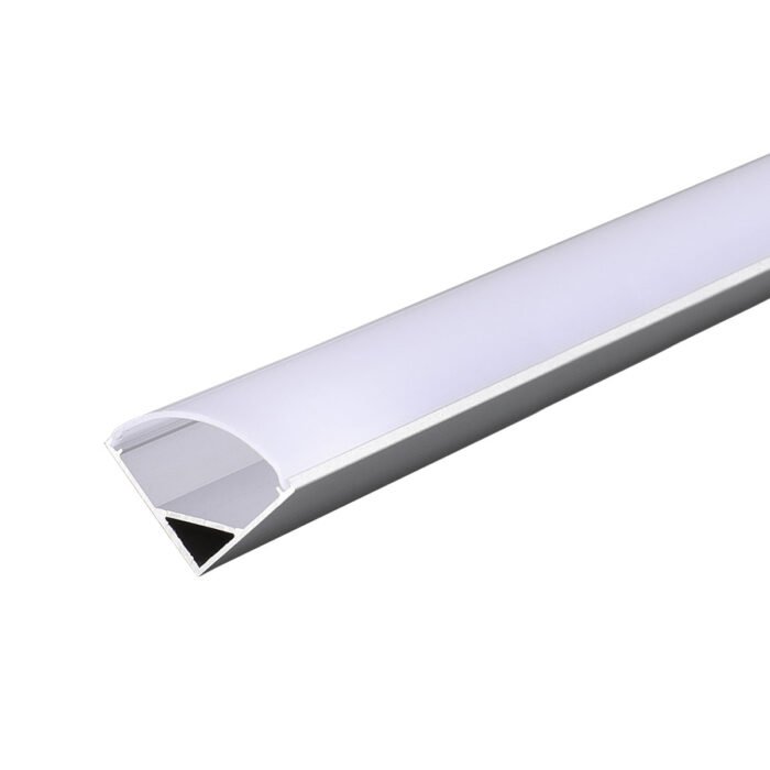 WPE-103-PERFIL DE ALUMINIO ANONIZADO TRIANGULAR ESQUINERO CON ÓPTICA EN CUBIERTA PC OPALINA PARA TIRA LED COB