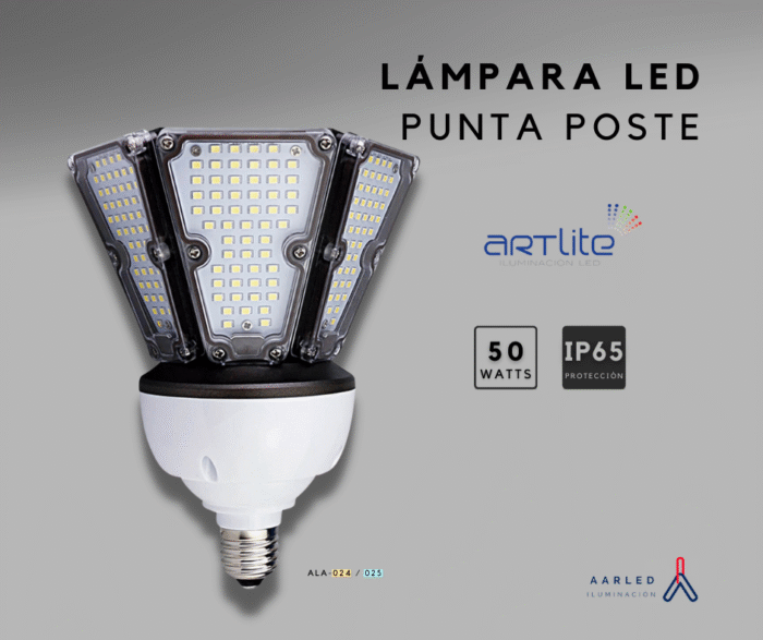 ALA-025-LÁMPARA LED PUNTA POSTE CONO E26 50W 6500LM90-300VCA EXTERIOR IP65 BLANCO FRÍO 6500K - Image 3