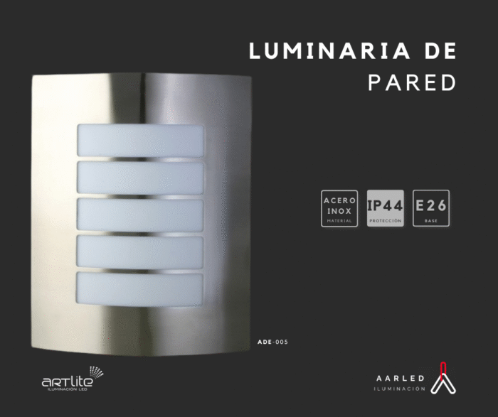 ADE-005-LUMINARIA PARED PANTALLA ACERO INOXIDABLE REJILLA OPALINA EXTERIOR BASE E26/E27 - Image 2