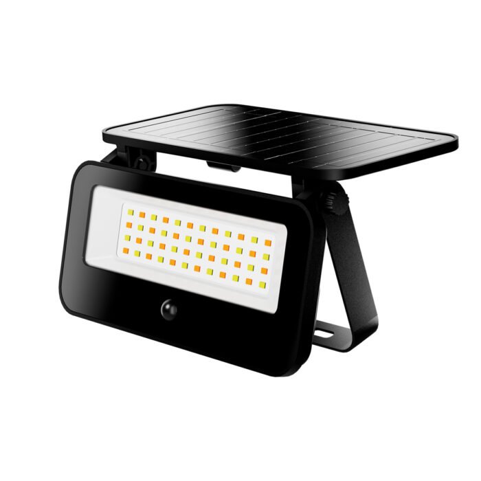 ASL-010 – REFLECTOR SOLAR ARBOTANTE LED CON PANEL MONOCRISTALINO ALUMINIO CCT BLANCO FRIO, CALIDO Y NEUTRO